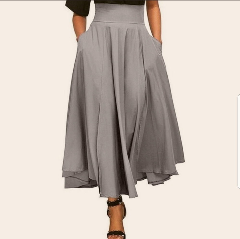 High waisted gray maxi skirt